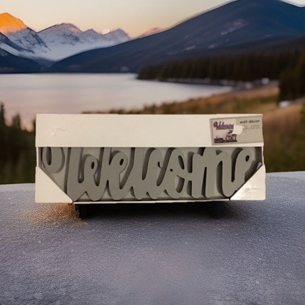 Bed Bath & Beyond Wooden Grey Signature Welcome Sign